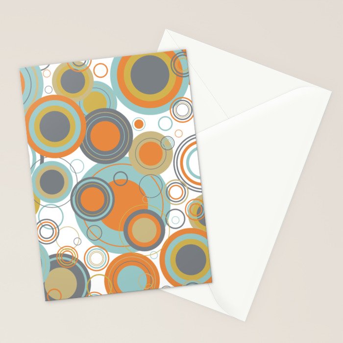 Retro Mid Century Modern Circles Geometric Bubbles Pattern Stationery Card Gallery Image 2