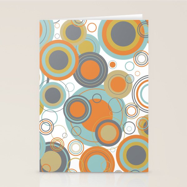 Retro Mid Century Modern Circles Geometric Bubbles Pattern Stationery Card Gallery Image 2