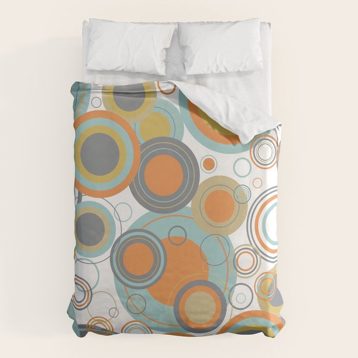 Retro Mid Century Modern Circles Geometric Bubbles Pattern Duvet Cover Gallery Image 1