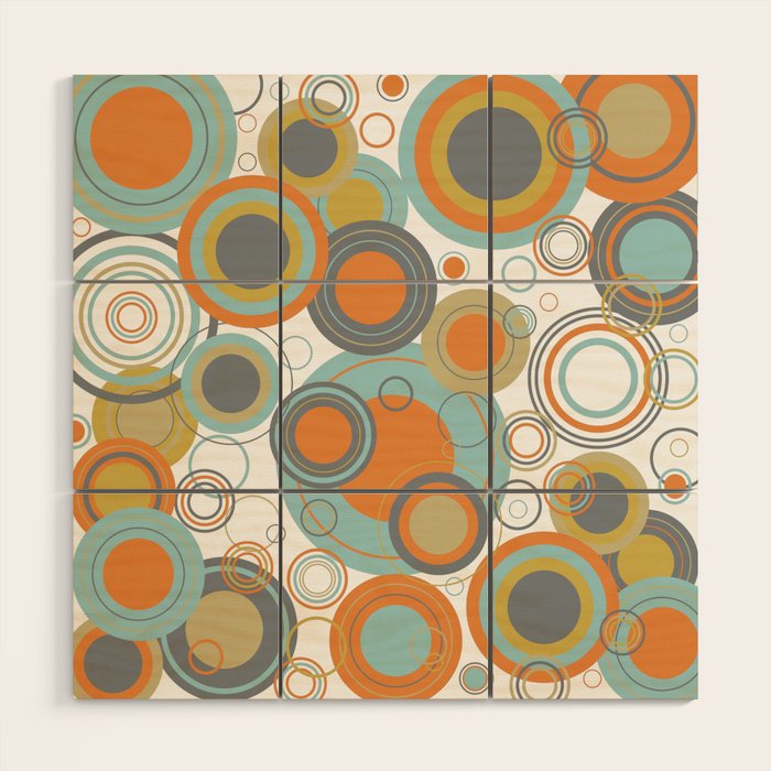 Retro Mid Century Modern Circles Geometric Bubbles Pattern Wood Wall Art Gallery Image 1