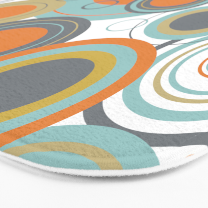 Retro Mid Century Modern Circles Geometric Bubbles Pattern Bath Mat Gallery Image 3