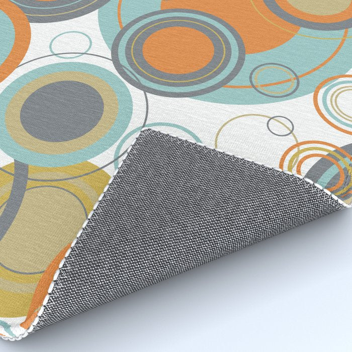 Retro Mid Century Modern Circles Geometric Bubbles Pattern Rug Gallery Image 4