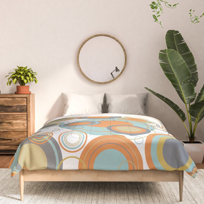 Retro Mid Century Modern Circles Geometric Bubbles Pattern Comforter Gallery Image 3
