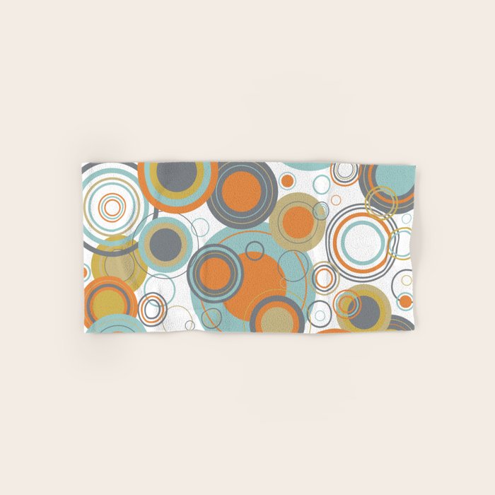 Retro Mid Century Modern Circles Geometric Bubbles Pattern Bath Towel Gallery Image 1