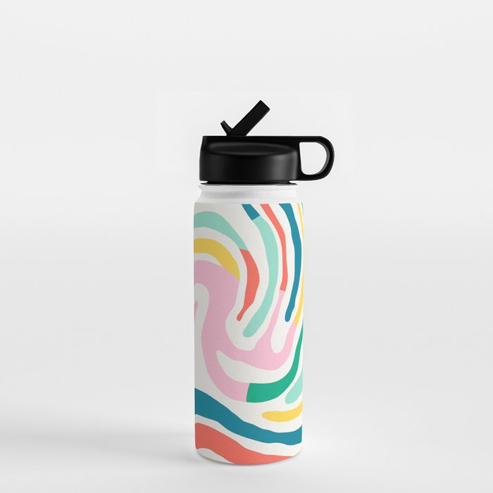 Colorful abstract stripe line art pattern Water Bottle Gallery Image 1