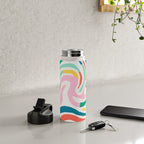 Colorful abstract stripe line art pattern Water Bottle Gallery Image 4