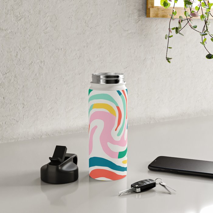 Colorful abstract stripe line art pattern Water Bottle Gallery Image 4