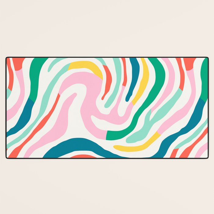 Colorful abstract stripe line art pattern Desk Mat Gallery Image 3