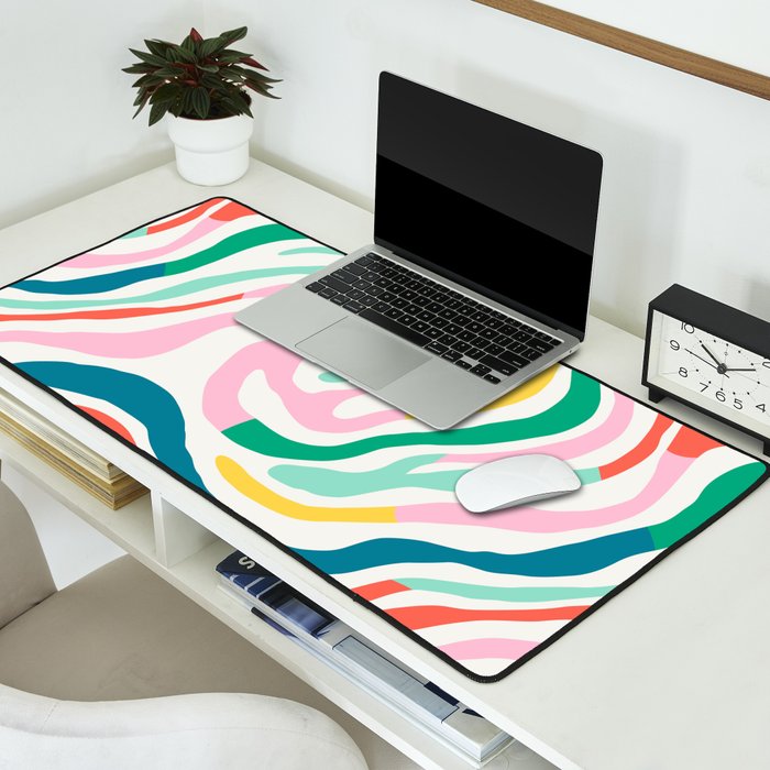 Colorful abstract stripe line art pattern Desk Mat Gallery Image 2