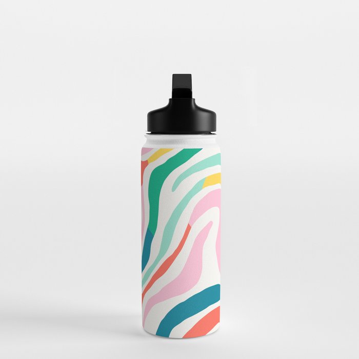 Colorful abstract stripe line art pattern Water Bottle Gallery Image 3