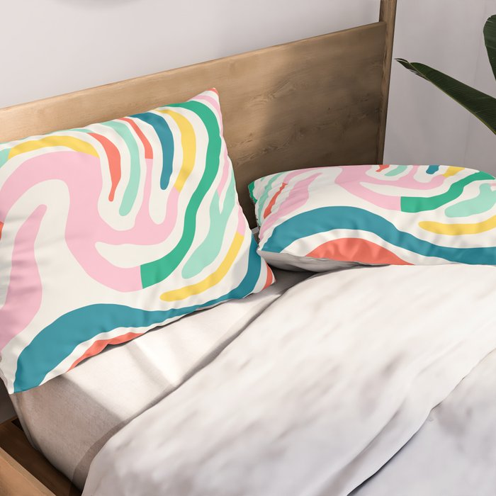Colorful abstract stripe line art pattern Pillow Sham Gallery Image 2