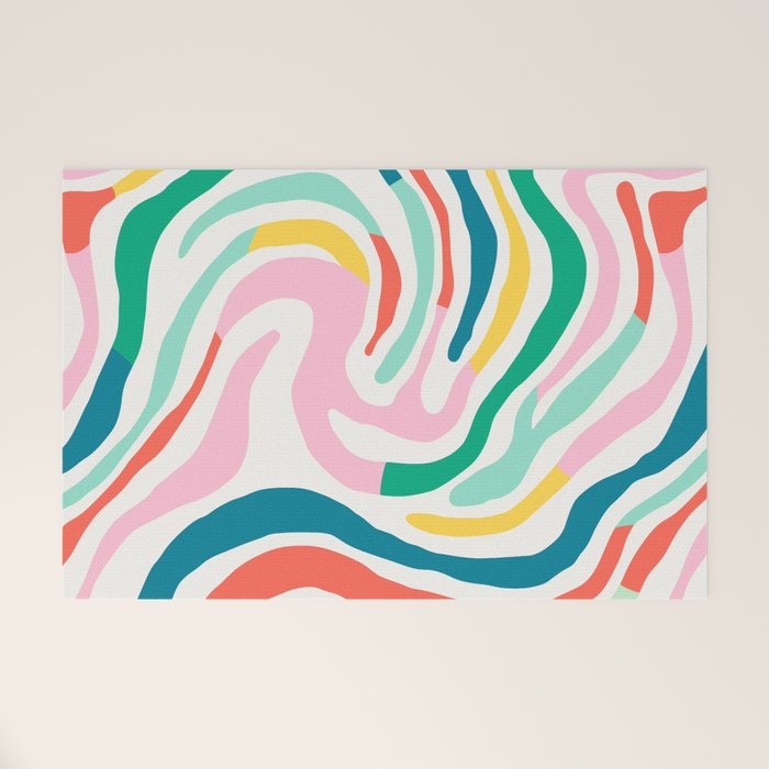 Colorful abstract stripe line art pattern Welcome Mat Gallery Image 1