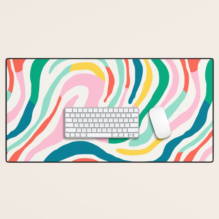 Colorful abstract stripe line art pattern Desk Mat Gallery Image 1