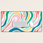 Colorful abstract stripe line art pattern Desk Mat Gallery Image 1