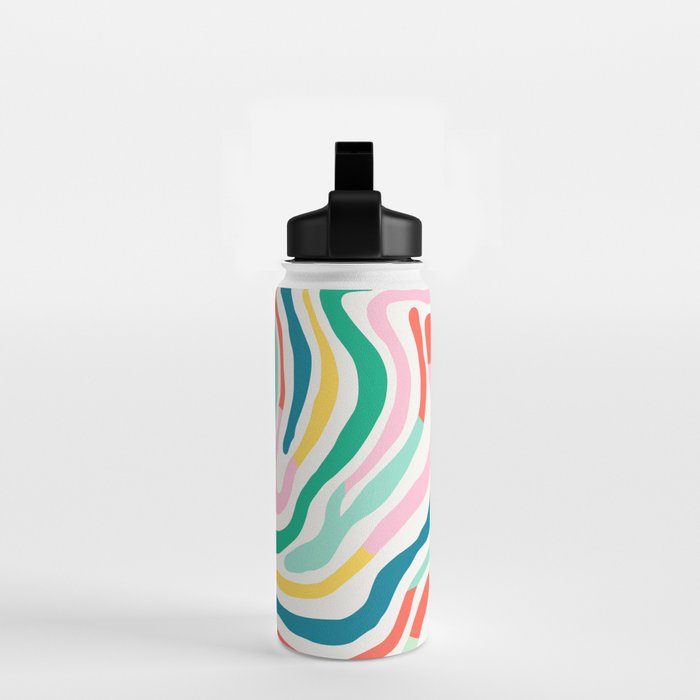 Colorful abstract stripe line art pattern Water Bottle Gallery Image 2