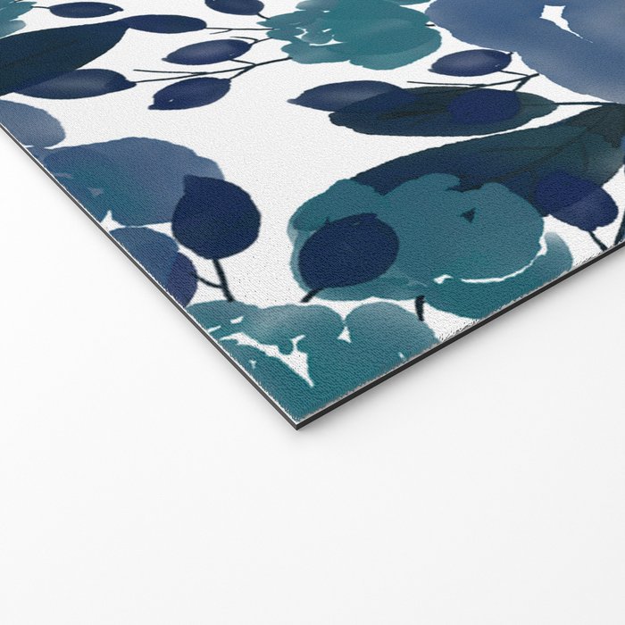 Watercolor navy blue mauve green blue roses flowers Welcome Mat Gallery Image 2