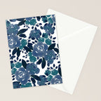 Watercolor navy blue mauve green blue roses flowers Stationery Card Gallery Image 2