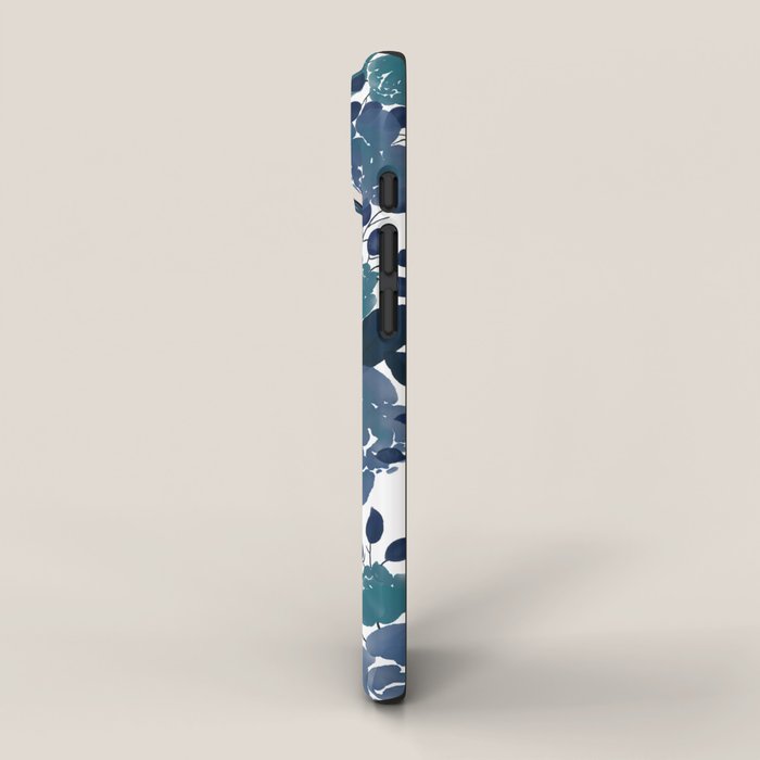 Watercolor navy blue mauve green blue roses flowers iPhone Case Gallery Image 2