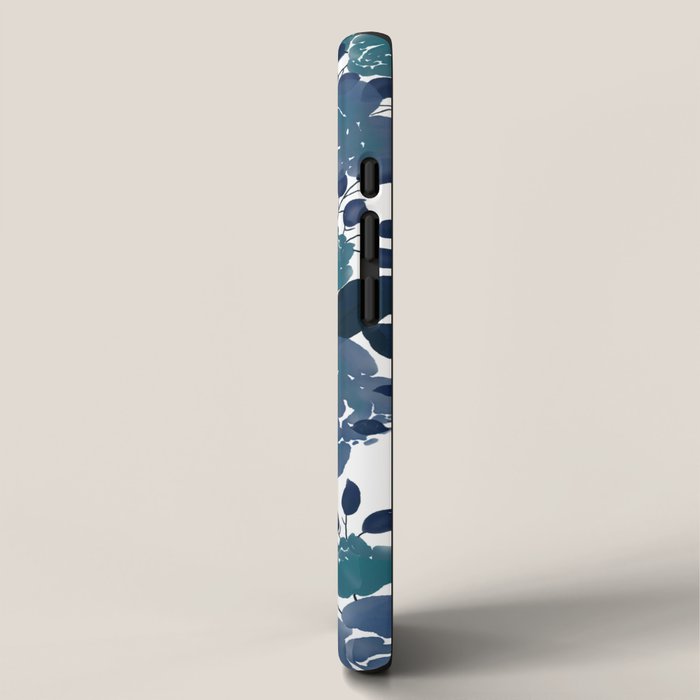 Watercolor navy blue mauve green blue roses flowers iPhone Case Gallery Image 2