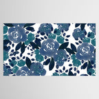 Watercolor navy blue mauve green blue roses flowers Tablecloth Gallery Image 2