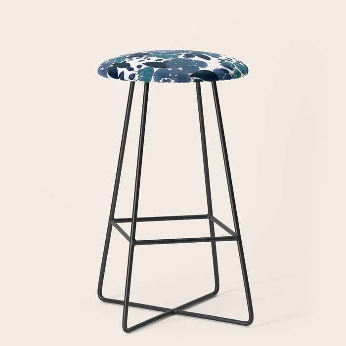 Watercolor navy blue mauve green blue roses flowers Stool Gallery Image 1