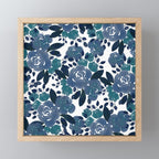 Watercolor navy blue mauve green blue roses flowers Mini Art Print Gallery Image 1