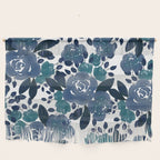 Watercolor navy blue mauve green blue roses flowers Wall Hanging Gallery Image 1