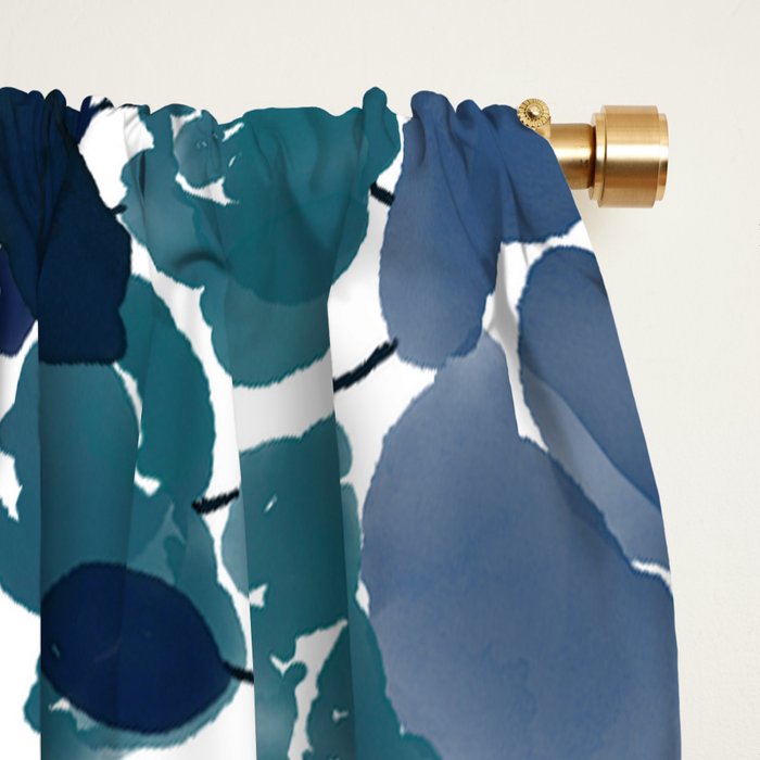 Watercolor navy blue mauve green blue roses flowers Window Curtain Gallery Image 2