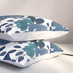 Watercolor navy blue mauve green blue roses flowers Pillow Sham Gallery Image 3