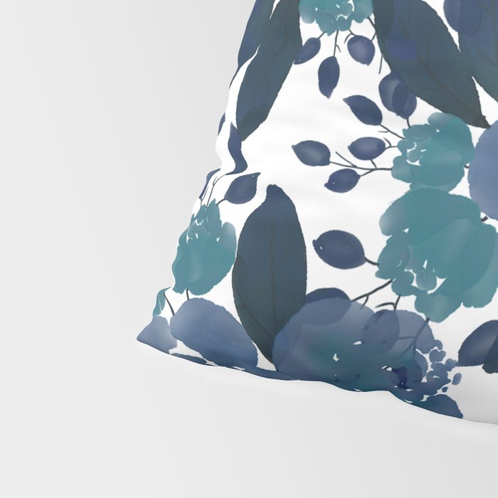 Watercolor navy blue mauve green blue roses flowers Pillow Sham Gallery Image 4