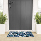 Watercolor navy blue mauve green blue roses flowers Welcome Mat Gallery Image 3