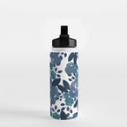 Watercolor navy blue mauve green blue roses flowers Water Bottle Gallery Image 2