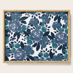 Watercolor navy blue mauve green blue roses flowers Serving Tray Gallery Image 1