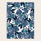 Watercolor navy blue mauve green blue roses flowers Poster Gallery Image 4
