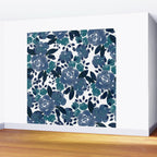 Watercolor navy blue mauve green blue roses flowers Wall Mural Gallery Image 2