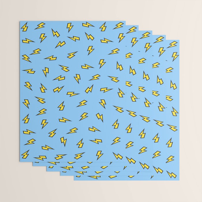 Yellow Lightning Bolt on Bright Blue Wrapping Paper Gallery Image 3