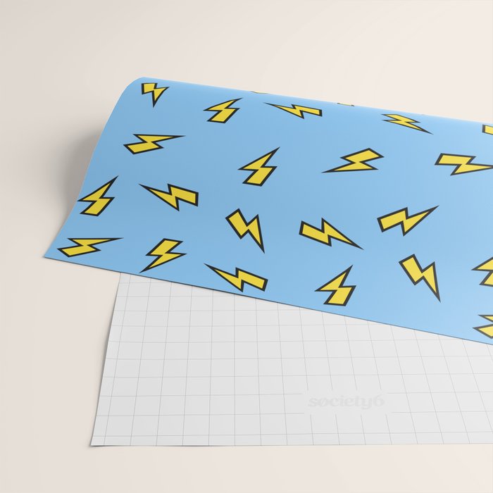 Yellow Lightning Bolt on Bright Blue Wrapping Paper Gallery Image 2