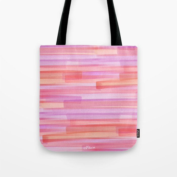 Abstract Watercolor Waves in Pink Sunset Tote Bag Gallery Image 1