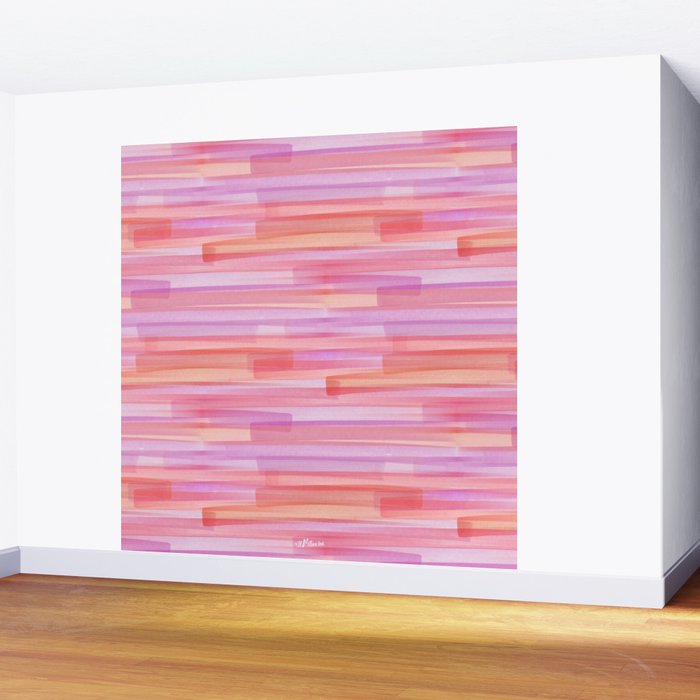 Abstract Watercolor Waves in Pink Sunset Wall Mural Gallery Image 2