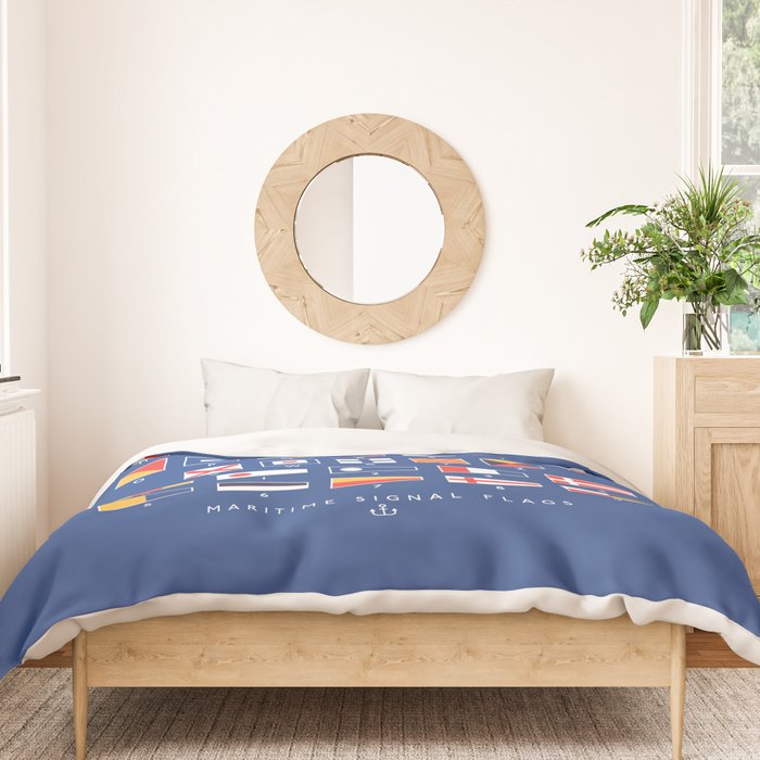 Maritime Nautical Signal Flags Chart - Navy Duvet Cover Gallery Image 3