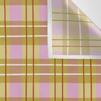 Modern Pastel Plaid Pattern  Soft Pink Olive and Beige Tartan Wall Tapestry Gallery Image 3