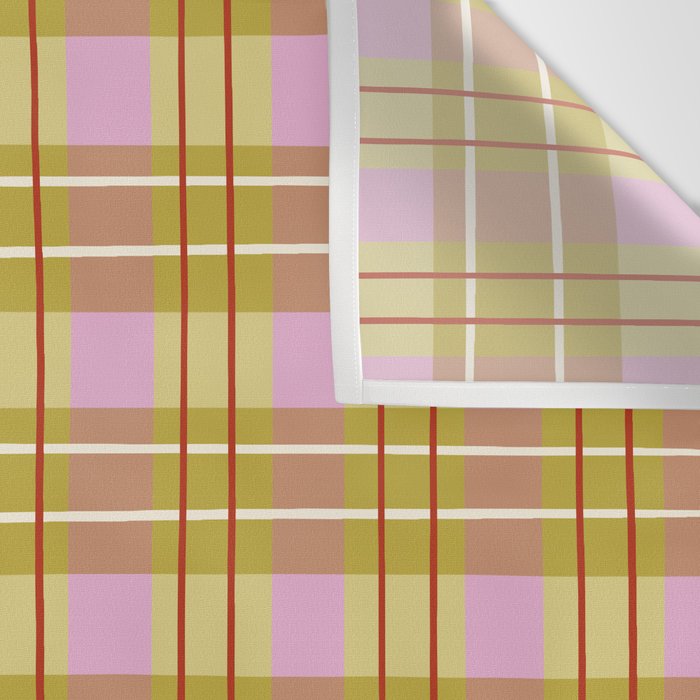 Modern Pastel Plaid Pattern  Soft Pink Olive and Beige Tartan Wall Tapestry Gallery Image 3