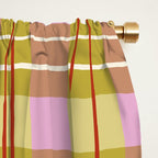 Modern Pastel Plaid Pattern  Soft Pink Olive and Beige Tartan Window Curtain Gallery Image 2