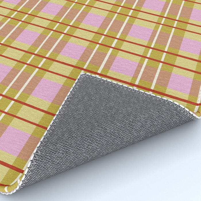 Modern Pastel Plaid Pattern  Soft Pink Olive and Beige Tartan Rug Gallery Image 4