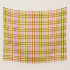 Modern Pastel Plaid Pattern  Soft Pink Olive and Beige Tartan Wall Tapestry Gallery Image 4