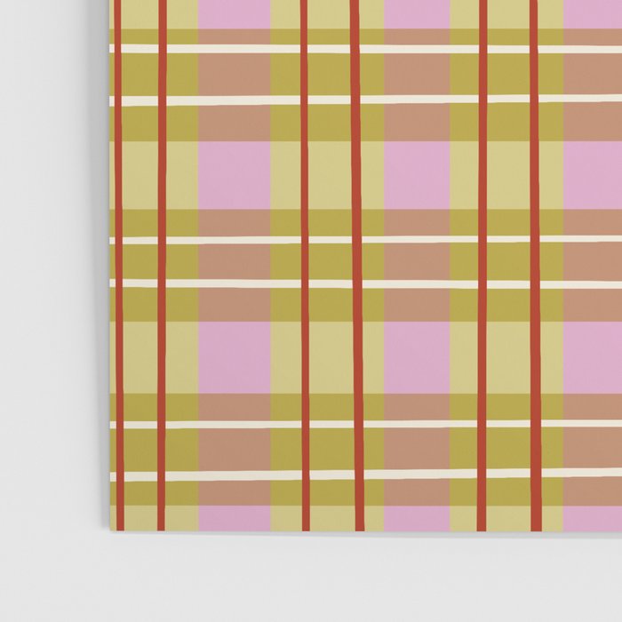 Modern Pastel Plaid Pattern  Soft Pink Olive and Beige Tartan Poster Gallery Image 3