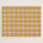 Modern Pastel Plaid Pattern  Soft Pink Olive and Beige Tartan Jigsaw Puzzle Gallery Image 1