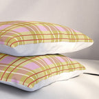 Modern Pastel Plaid Pattern  Soft Pink Olive and Beige Tartan Pillow Sham Gallery Image 3