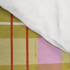 Modern Pastel Plaid Pattern  Soft Pink Olive and Beige Tartan Comforter Gallery Image 4