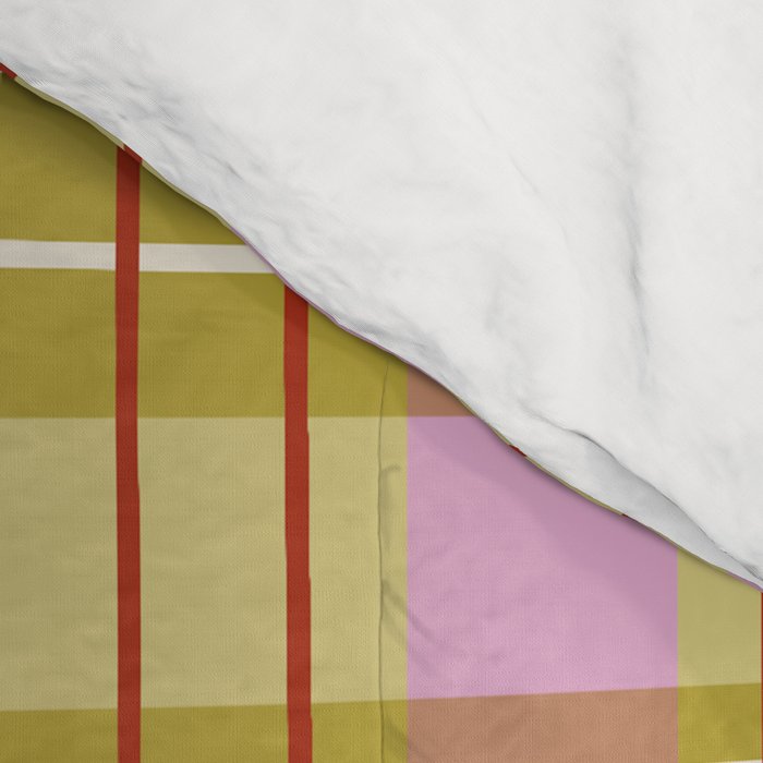 Modern Pastel Plaid Pattern  Soft Pink Olive and Beige Tartan Comforter Gallery Image 4